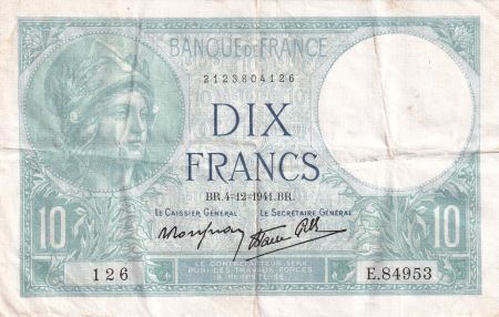 France 10 Francs Minerve - 04-12-1941 - Série E.84953