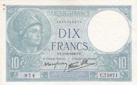 France 10 Francs Minerve - 05-10-1939 - Série C.73871