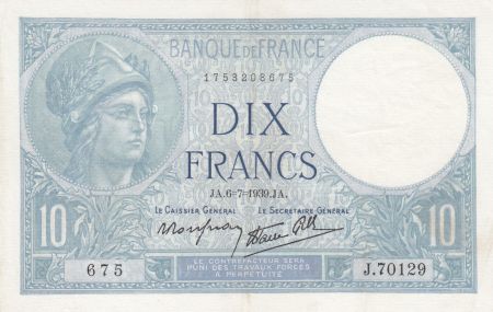 France 10 Francs Minerve - 06-07-1939 - Série J.70129