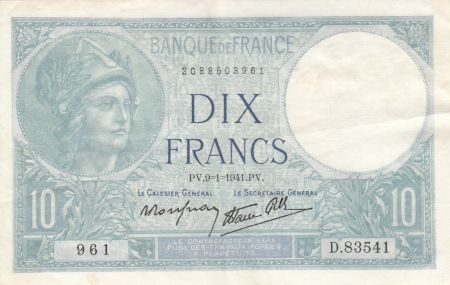 France 10 Francs Minerve - 09-01-1941 - Série D.83541-961