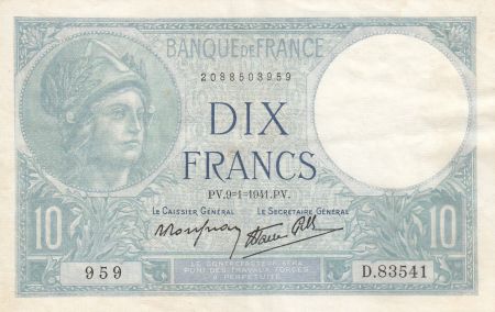France 10 Francs Minerve - 09-01-1941 - Série D.83541