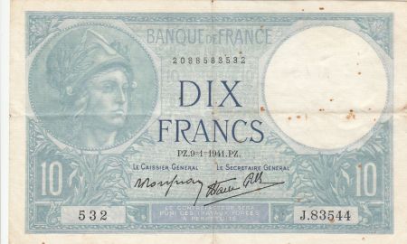 France 10 Francs Minerve - 09-01-1941 - Série J.83544