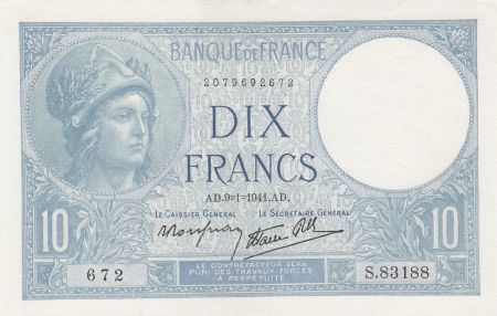 France 10 Francs Minerve - 09-01-1941 - Série S.83188