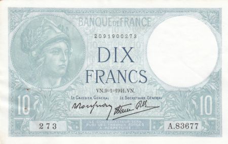 France 10 Francs Minerve - 09-01-1941- Série A.83677