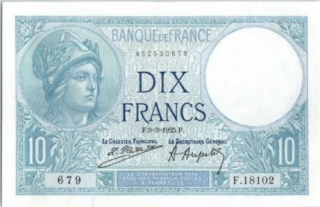 France 10 Francs Minerve - 09-03-1925 Série F.18102
