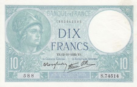 France 10 Francs Minerve - 12-10-1939 - Série S.74514
