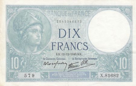 France 10 Francs Minerve - 12-12-1940 - Série X.81682