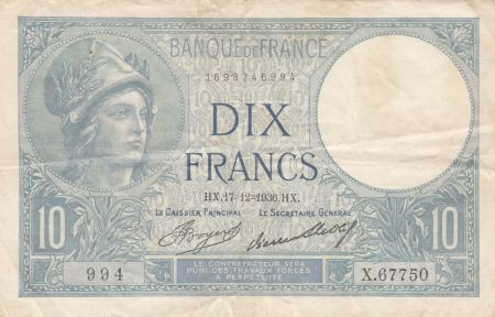 France 10 Francs Minerve - 17-12-1936 - Série X.67750