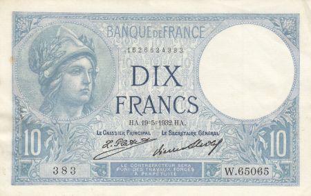 France 10 Francs Minerve - 19-05-1932 - Série W.65065