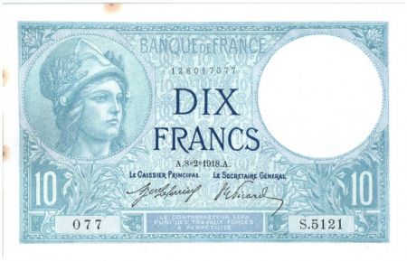 France 10 Francs Minerve - 1918