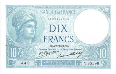 France 10 Francs Minerve - 1932