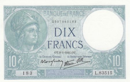 France 10 Francs Minerve - 1941