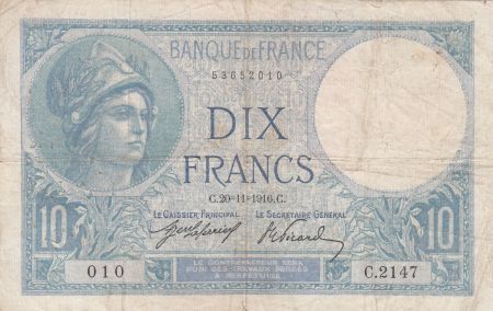 France 10 Francs Minerve - 20-11-1916 - Série C.2147