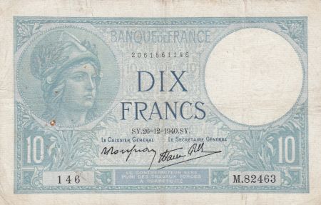 France 10 Francs Minerve - 26-12-1940 Série M.82463 - TTB