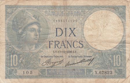 France 10 Francs Minerve 17-12-1936 - Série X.67823