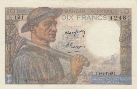 France 10 Francs Mineur - 07-04-1949- Série E.191