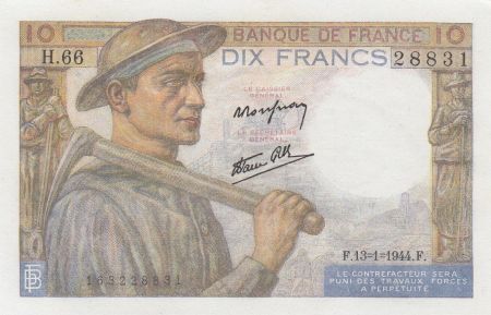 France 10 Francs Mineur - 13-01-1944 - Série H.66