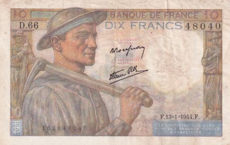 France 10 Francs Mineur - 13-01-1944 Série D.66 - TB+