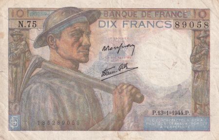France 10 Francs Mineur - 13-01-1944 Série N.75 - TB+