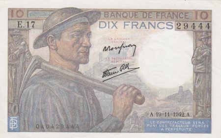 France 10 Francs Mineur - 19-11-1942 - Série E.17