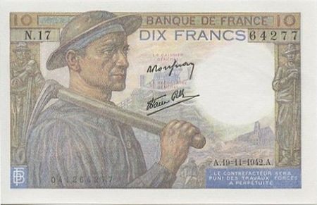 France 10 Francs Mineur - 1942