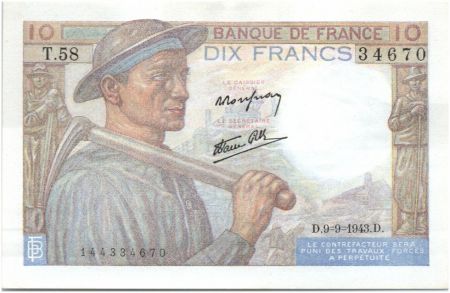 France 10 Francs Mineur - 1943