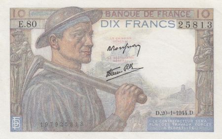 France 10 Francs Mineur - 20-01-1944 - Série E.80