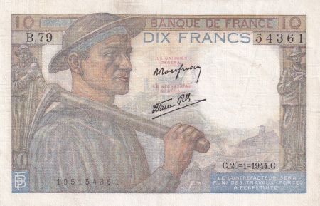 France 10 Francs Mineur - 20-01-1944 Série B.79 - TTB