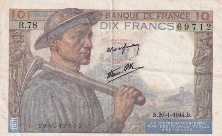 France 10 Francs Mineur - 20-01-1944 Série R.78 - TTB