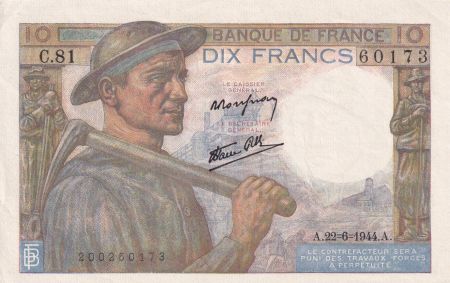 France 10 Francs Mineur - 22-06-1944 Série C.81 - SUP+