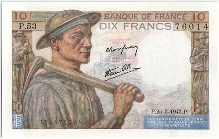 France 10 Francs Mineur - 25-03-1943 Série P.53