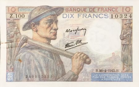 France 10 Francs Mineur - 26-04-1945 Série Z.100 - SUP