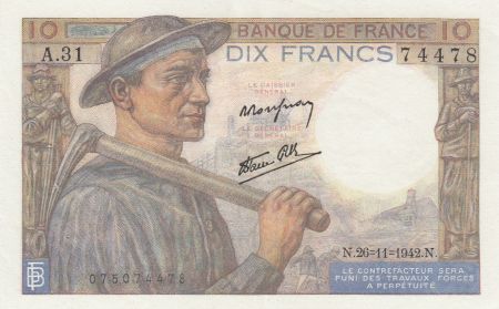 France 10 Francs Mineur - 26-11-1942 - Série A.31