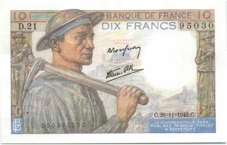 France 10 Francs Mineur - 26-11-1942 Série D.21