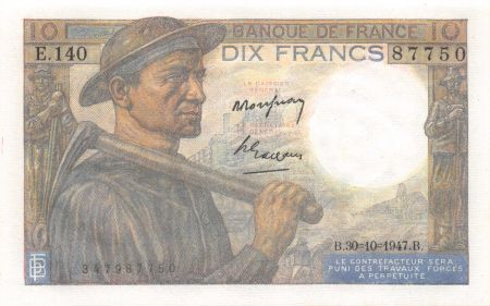France 10 Francs Mineur - 30-10-1947 Série E.140 - NEUF