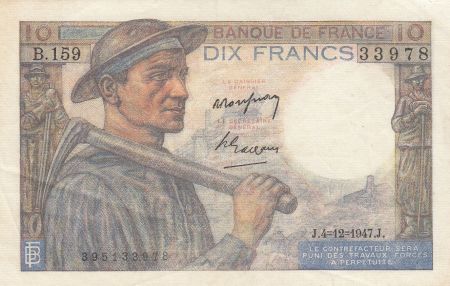 France 10 Francs Mineur 04-12-1947 - Série B.159