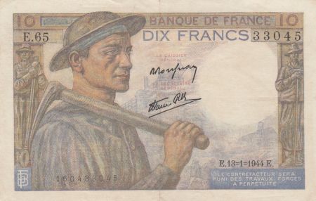 France 10 Francs Mineur 13-01-1944 - Série E.65
