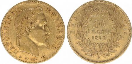 France 10 Francs Napoléon III - 1862 A variété petit 10