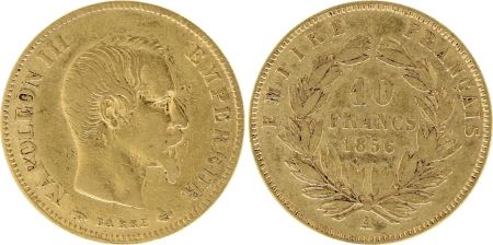 France 10 Francs Napoléon III - Tête nue 1856 A Or