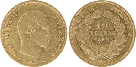 France 10 Francs Napoléon III - Tête nue 1858 A Or