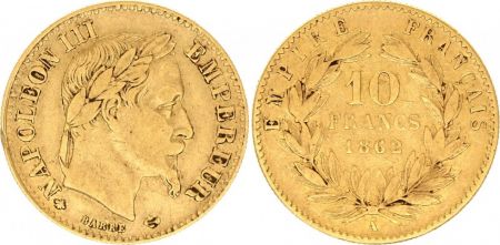 France 10 Francs Napoléon III Tête Laurée -1862 A