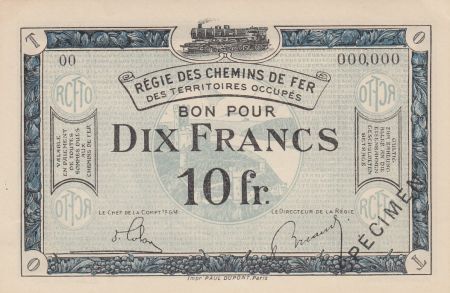 France 10 Francs Régie des chemins de Fer - 1923 - Spécimen Série OO