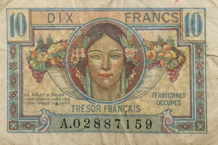 France 10 Francs Trésor Français - Territoires occupés 1947 - TB