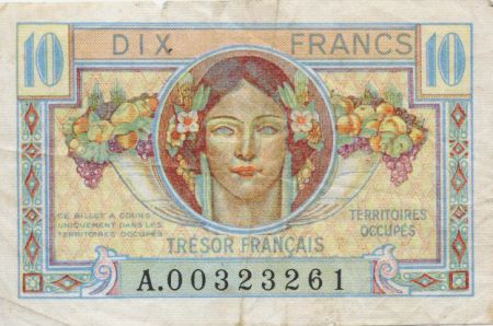 France 10 Francs Trésor Français - Territoires occupés 1947 - TB