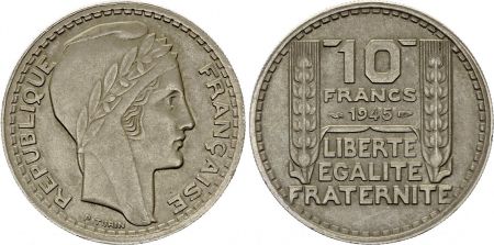 France 10 Francs Turin - 1945 rameaux courts
