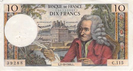 France 10 Francs Voltaire - 01-10-1964 Série C.115 - PTTB