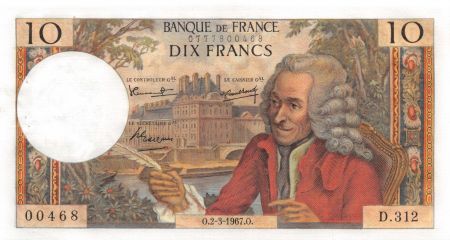 France 10 Francs Voltaire - 02-03-1967 Série D.312 - SUP