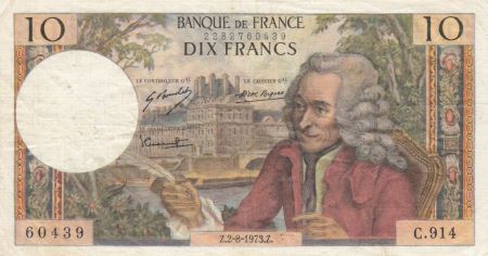 France 10 Francs Voltaire - 02-08-1973 Série C.914 - TB+