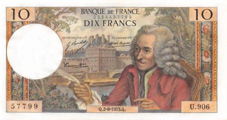 France 10 Francs Voltaire - 02-08-1973 Série U.906 - SPL