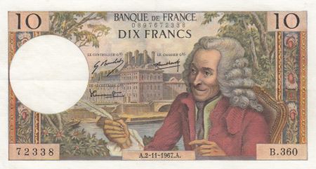 France 10 Francs Voltaire - 02-11-1967 - Série B.360